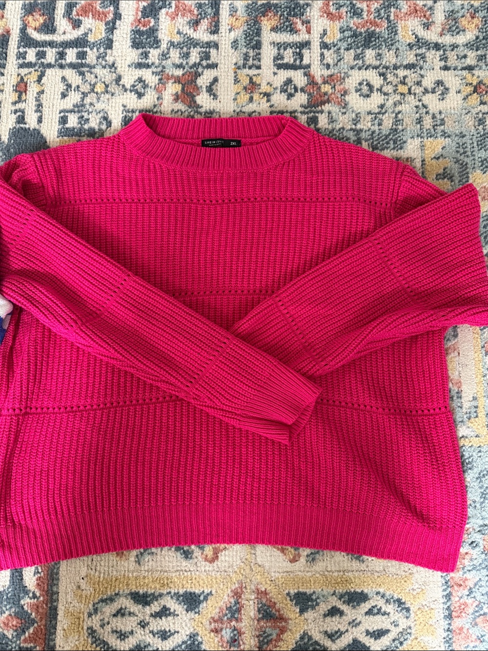 Bright Pink Women’s Ribbed Crewneck Sweater